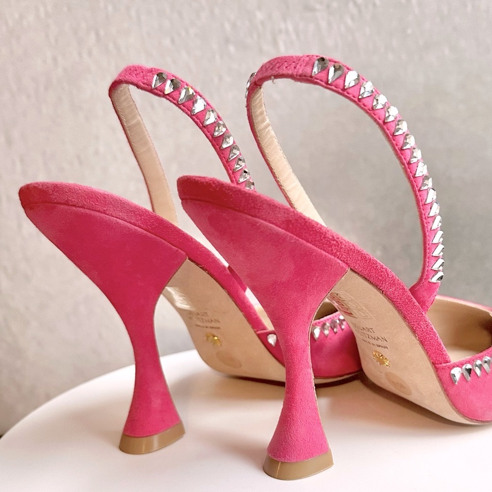 🌺 STUART WEITZMAN🌺 Gemcut Xcurve 100 Slingback Pink Pump size 9.5 - Picture 9 of 17